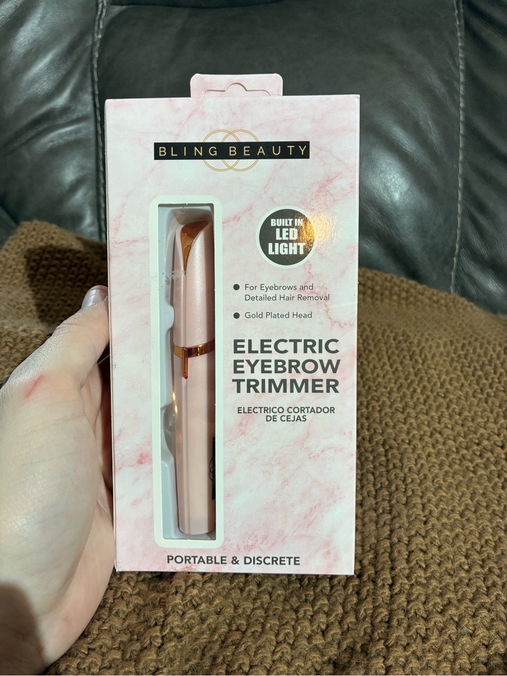 Bling Beauty Electric Eyebrow Trimmer - Pink with Gold Accents